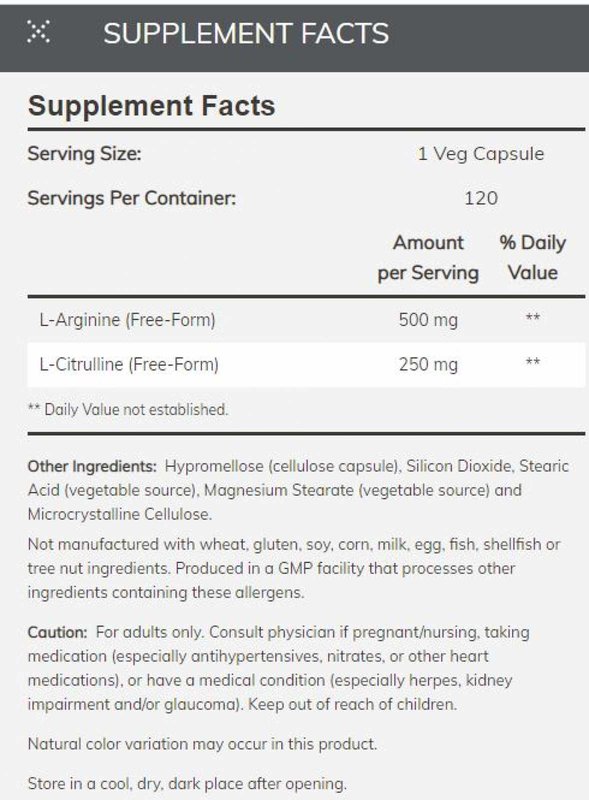 Arginine & Citruline 500mg/250mg