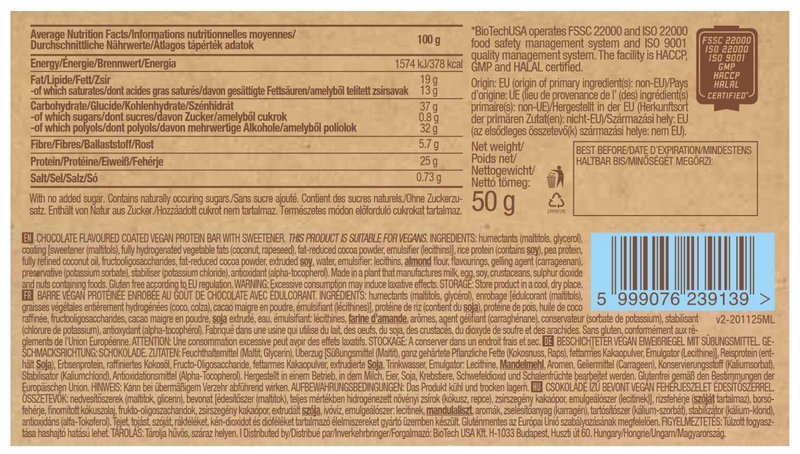 Barra de proteína vegan