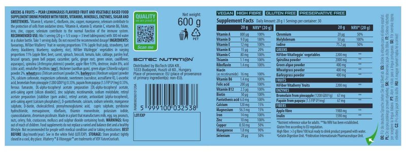 Greens & Fruits Smoothie em pó